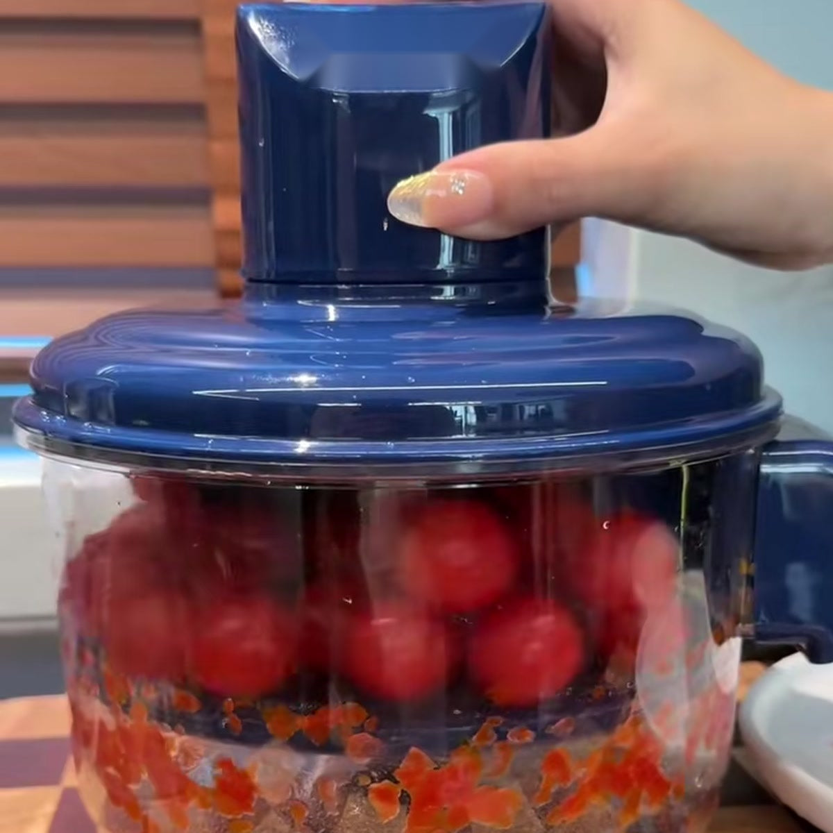 Cherry tomatoes peeling inside SpinPeel — real demo