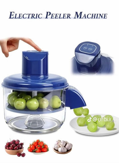 SpinPeel electric peeler peeling green grapes